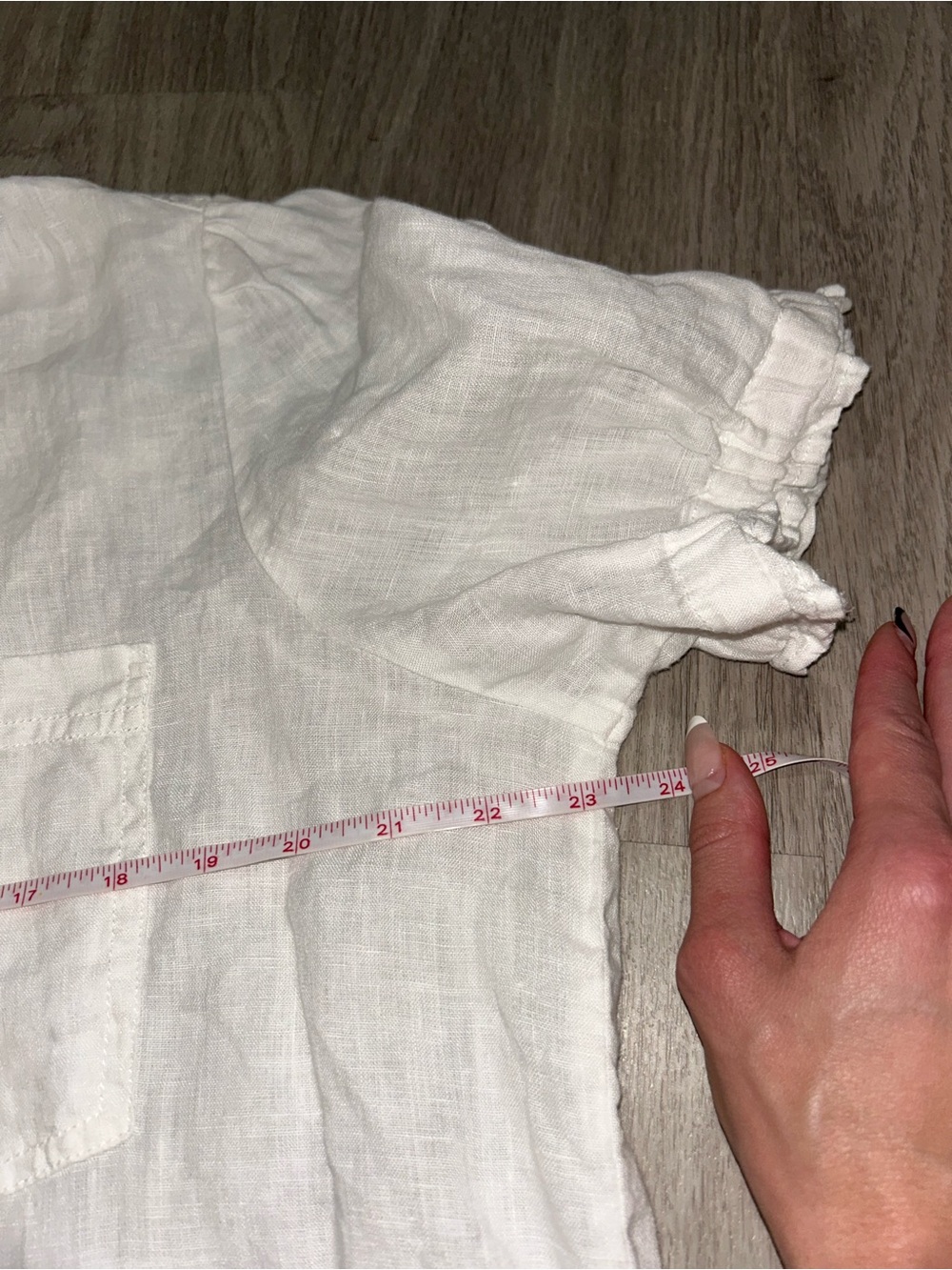 Anthropologie Pilcro Aly 100% Linen Puff-Sleeve Blouse white linen fabric Large - Picture 6 of 11